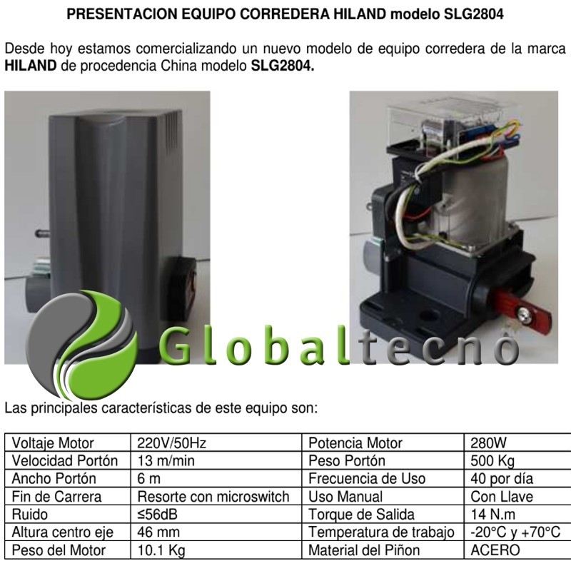 Kit Set Pack - Motor porton corredera hiland...