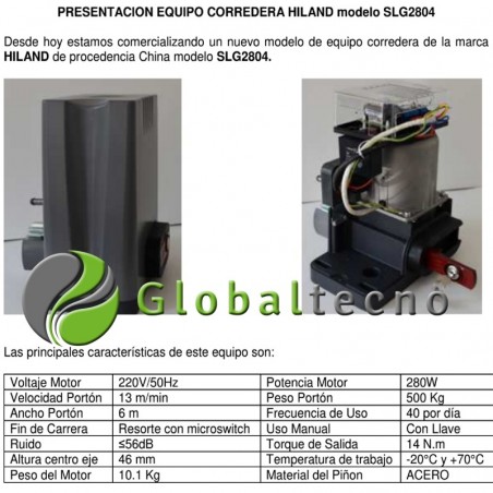 Kit Set Pack - Motor porton corredera hiland SLG54004 800 KG