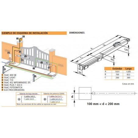 Kit set pack - DOBLE-  Faac 400 SBS  - 7 MT - Motor portón batiente