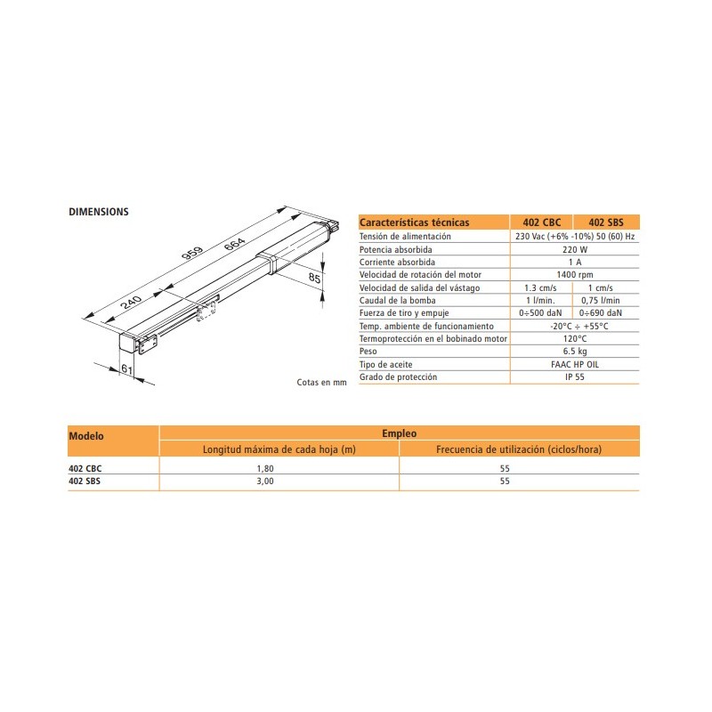 Kit set pack Faac 402 SBS - Motor Hidráulico...