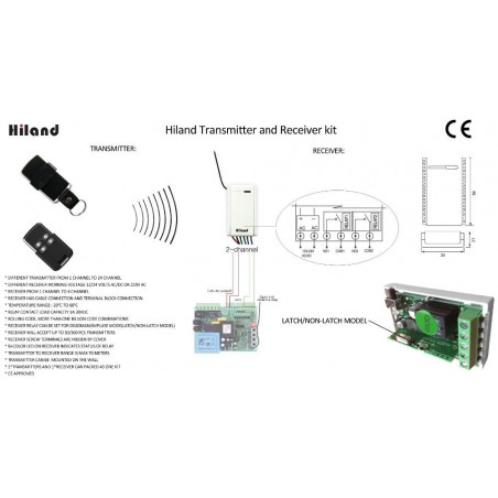 Receptor Hiland - 12 24 V AC/DC compatible con motores de portones